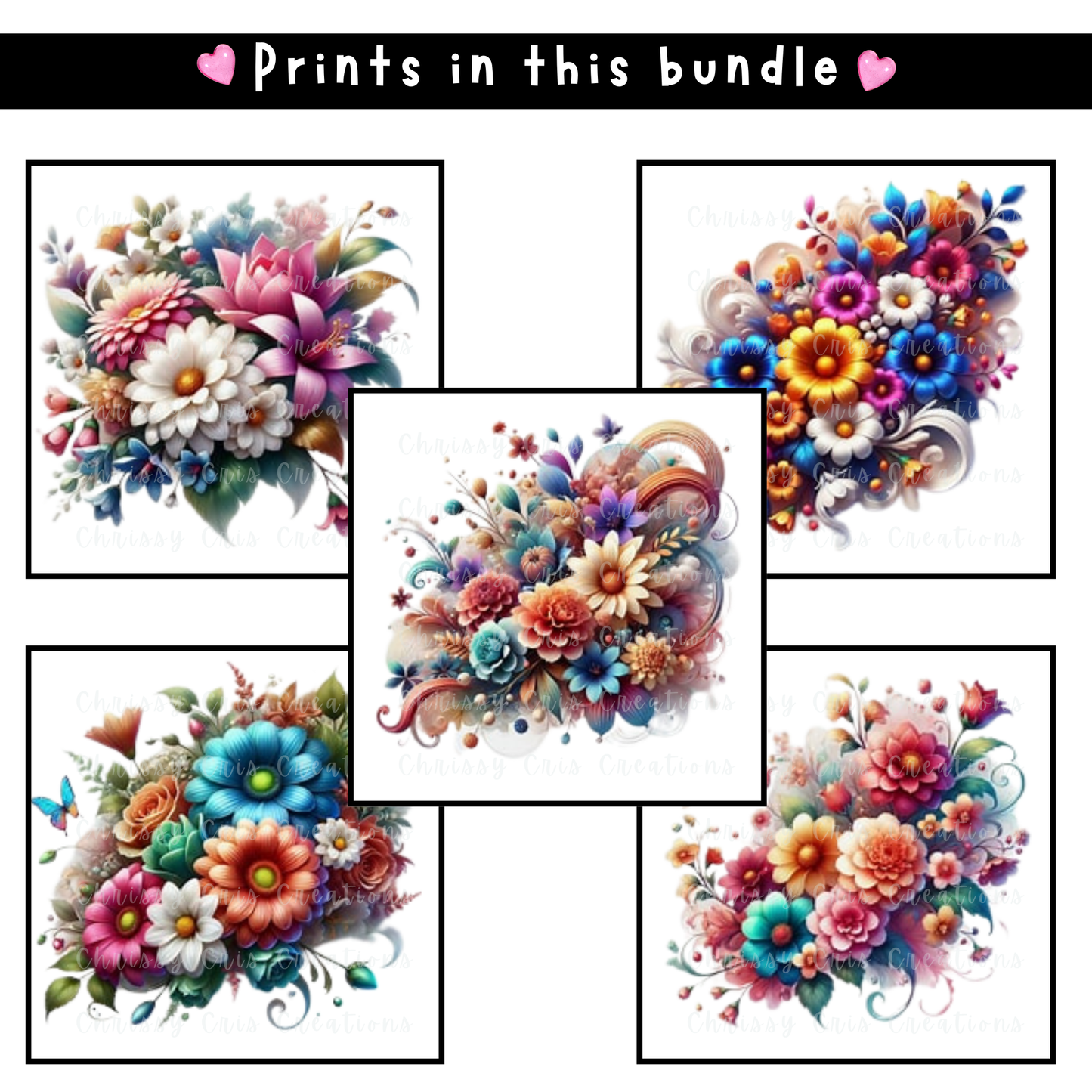 3D Colorful Flowers Clip Arts Bundle
