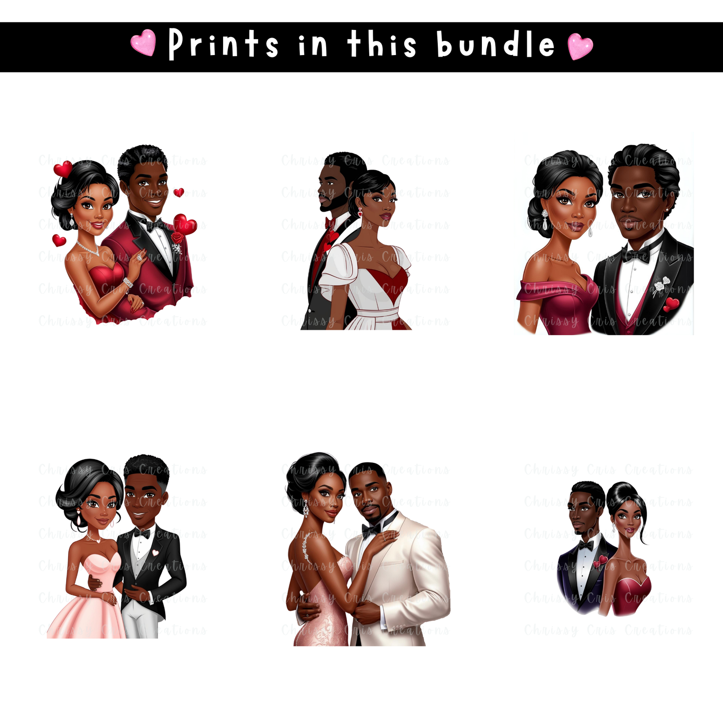 African American Couple Clip Art Bundle