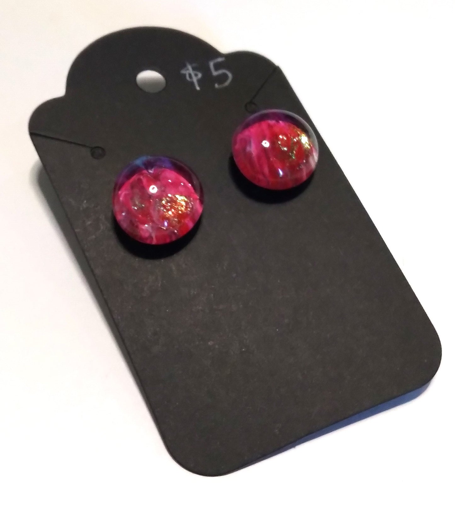 dark red glass gem stud earrings
