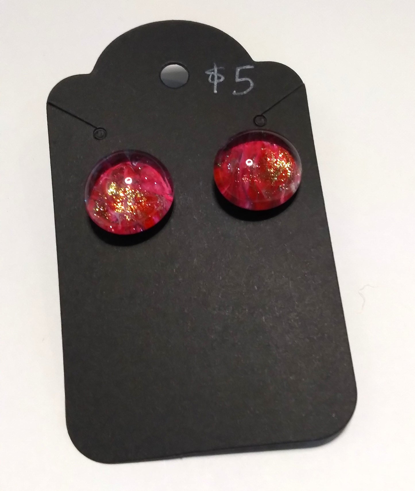 dark red glass gem stud earrings