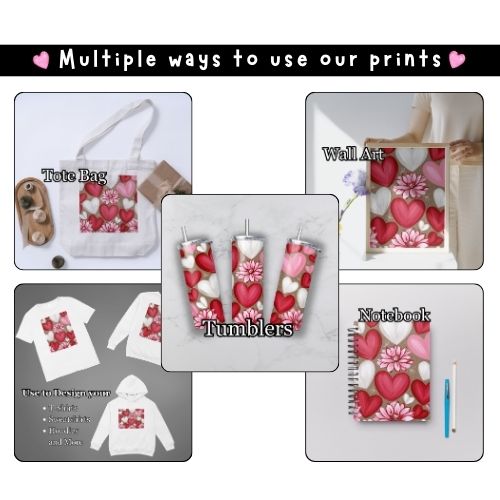 Valentine's hearts and flowers boho style tumbler design Bundle