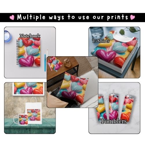 3D Hearts and Flowers Boho style tumbler design Bundle