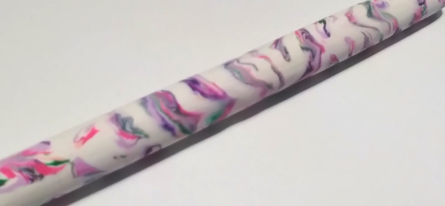 purple pinks green polymer clay pen