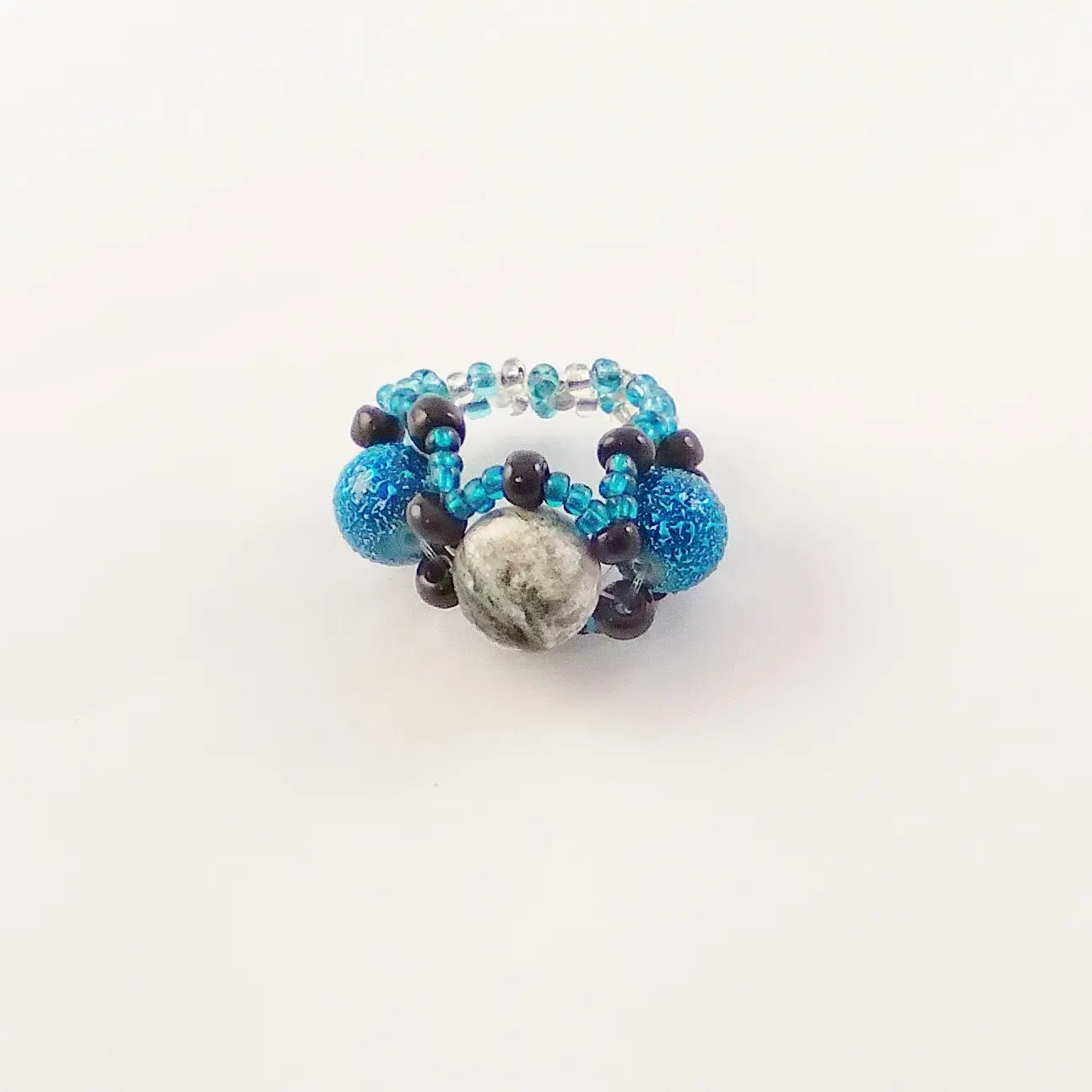 Midnight Sky Marbled Bead Ring