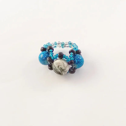 Midnight Sky Marbled Bead Ring