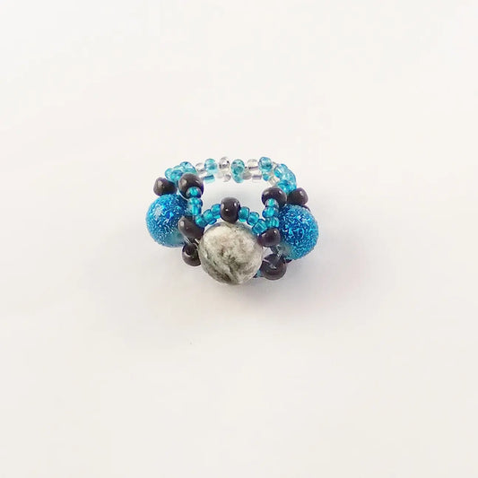 Midnight Sky Marbled Bead Ring