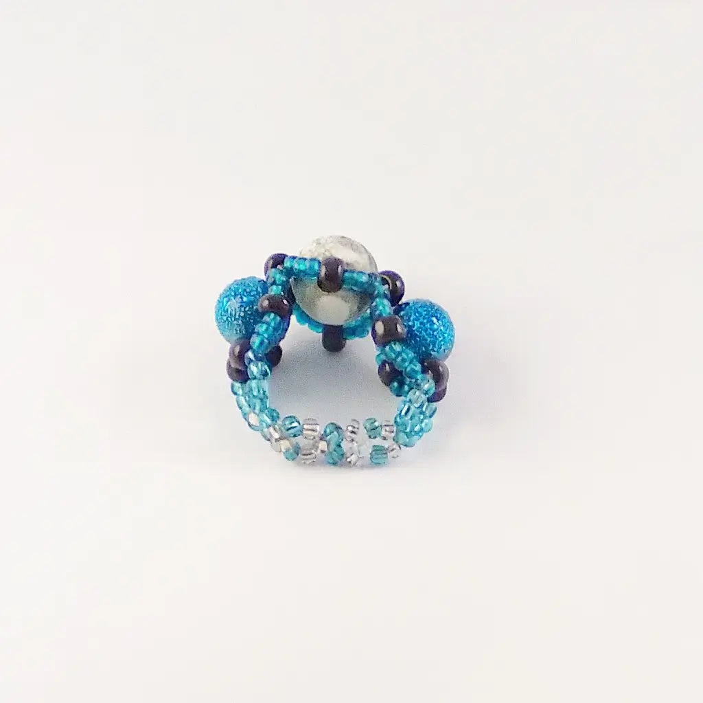 Midnight Sky Marbled Bead Ring