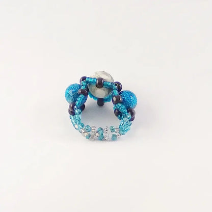 Midnight Sky Marbled Bead Ring