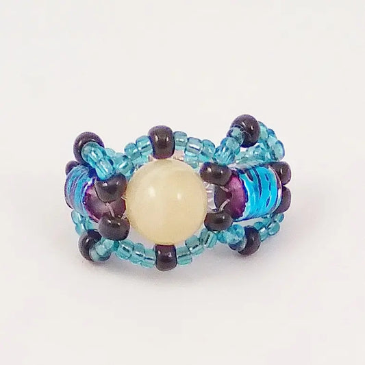 Midnight Sky Marbled Bead Ring