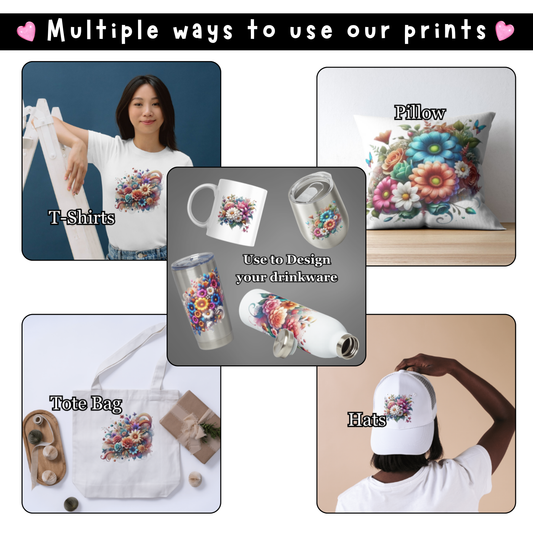 3D Colorful Flowers Clip Arts Bundle