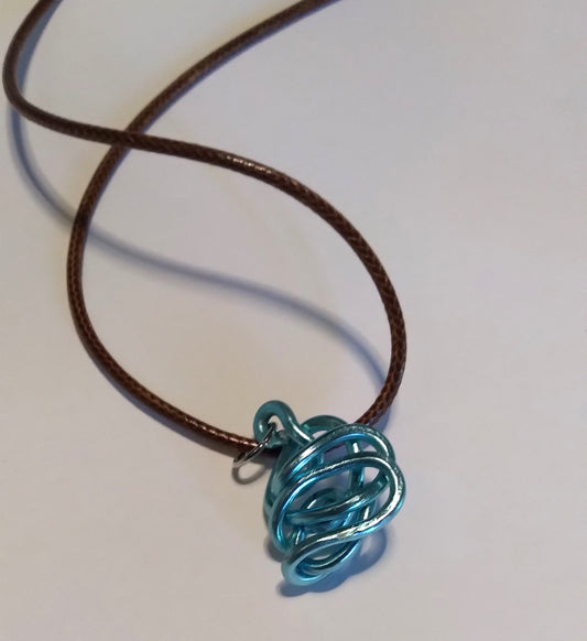 blue twisted aluminum necklace