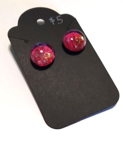dark red glass gem stud earrings