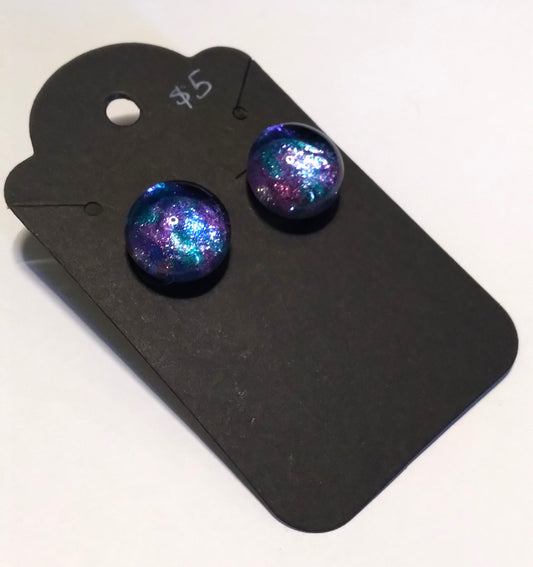 galaxy glass gem stud earrings