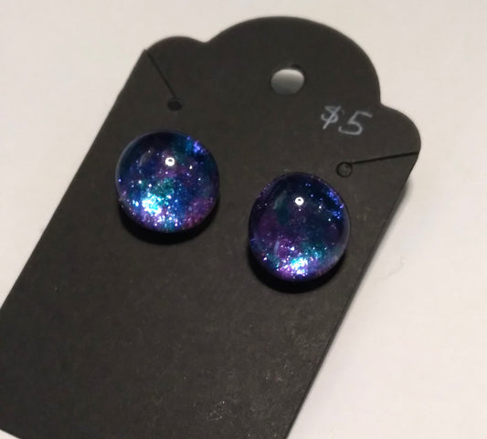 galaxy glass gem stud earrings