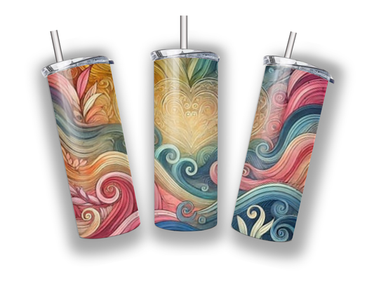 Gold heart and organic swirls tumbler
