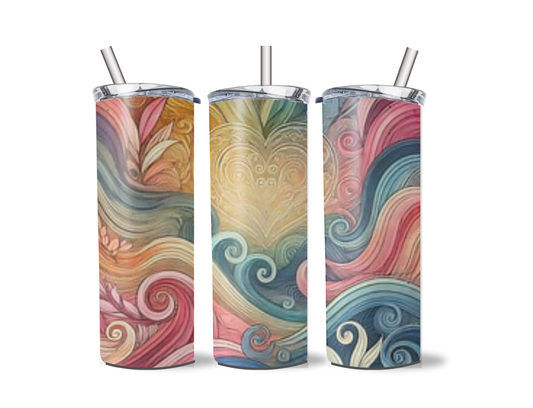 Gold heart and organic swirls tumbler