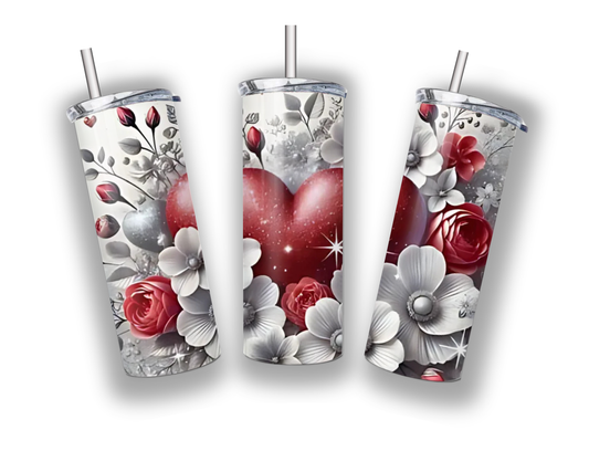 hearts and flowers tumbler