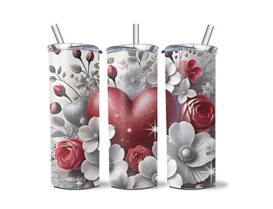 hearts and flowers tumbler