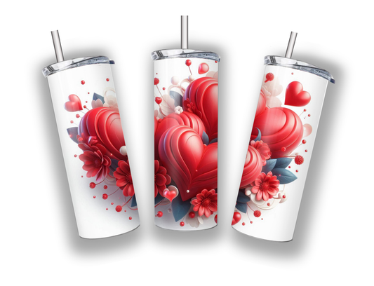 3D heart and flowers tumbler