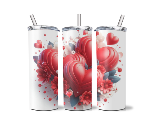 3D heart and flowers tumbler