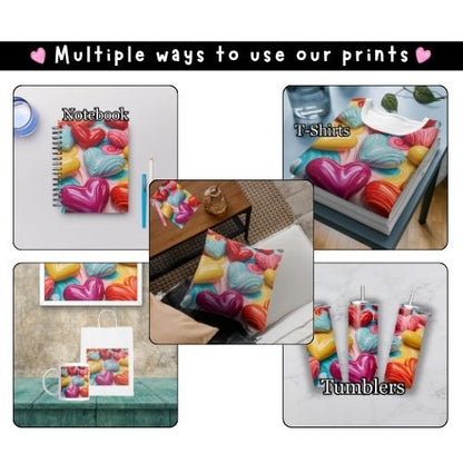 3D Hearts and Flowers Boho style tumbler design Bundle