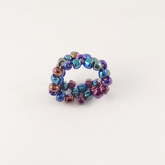 Iridescent Twilight Seed Bead Ring