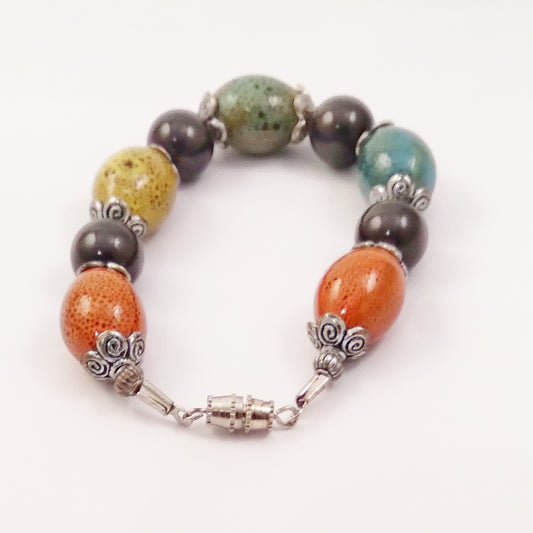 Midnight Dots Glass Bead Bracelet