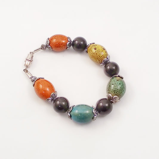 Midnight Dots Glass Bead Bracelet