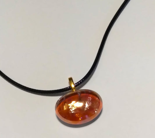 orangey brown glass gem necklace