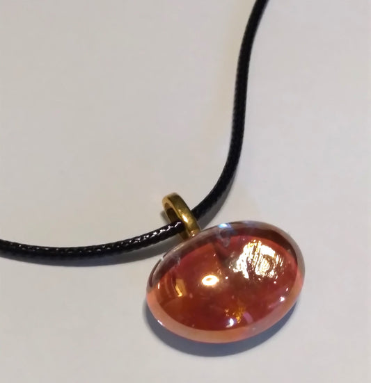 orangey brown glass gem necklace