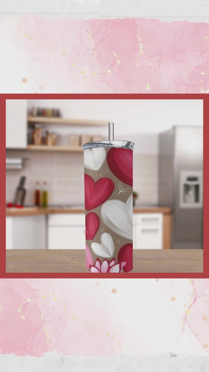 Valentine's hearts and flowers boho style tumbler design Bundle