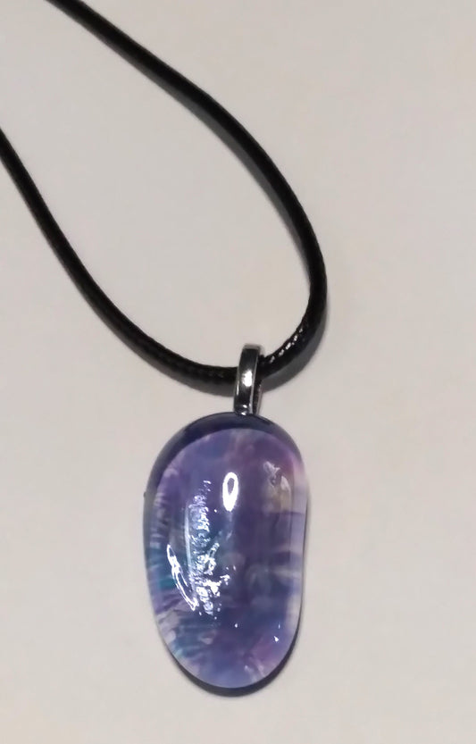 purple and blue glass gem necklace
