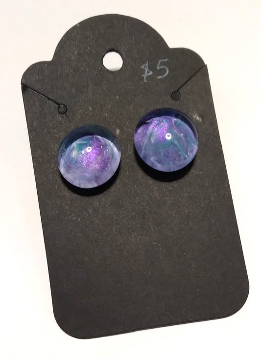 purple and blue glass gem stud earrings