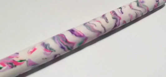 purple pinks green polymer clay pen
