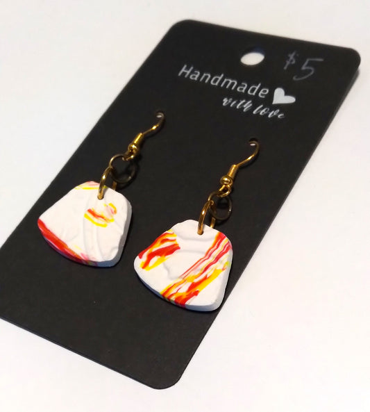 red white yellow polymer clay earrings