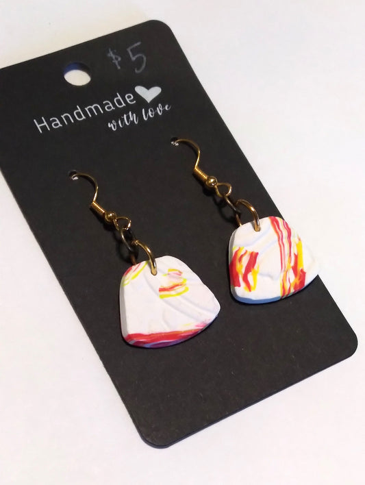 red white yellow polymer clay earrings