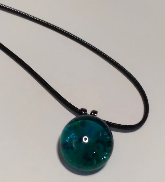 sea greens and black glass gem necklace
