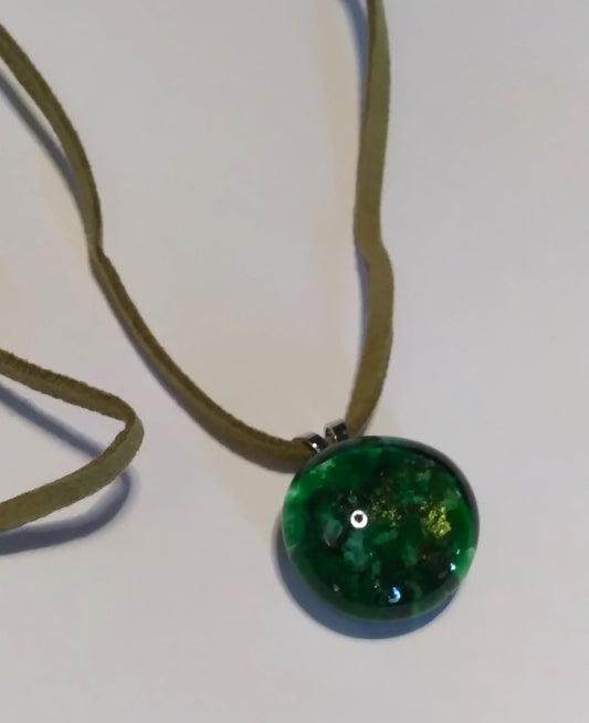 shades of green glass gem necklace