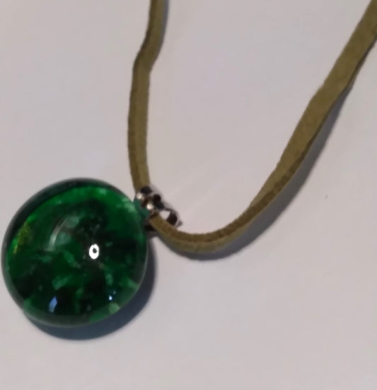 shades of green glass gem necklace