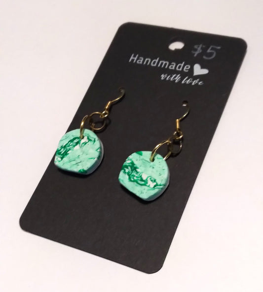 shades of green polymer clay earrings