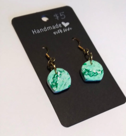 shades of green polymer clay earrings