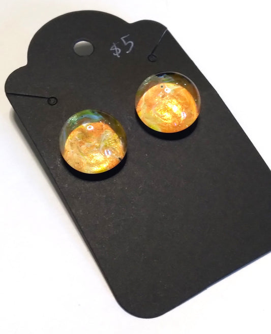 shades of orange glass gem stud earrings