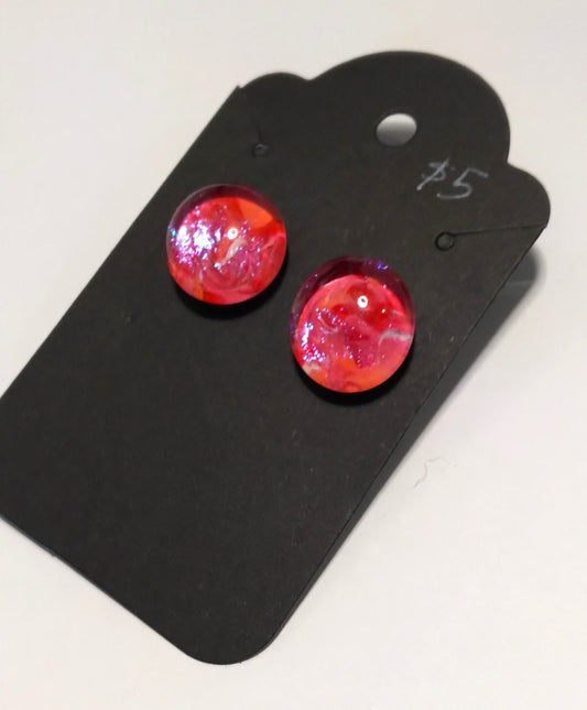 shades of red glass gem stud earrings