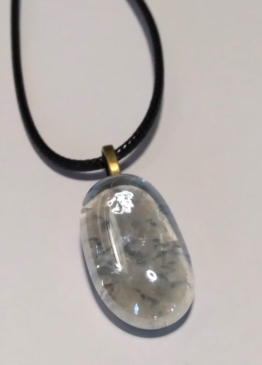 shades of silver glass gem necklace