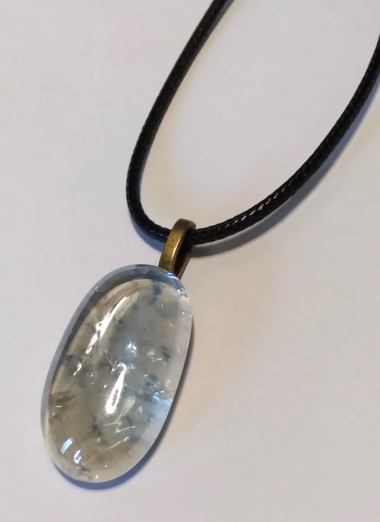 shades of silver glass gem necklace