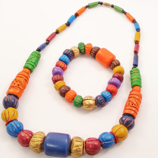 Tribal Fusion Wood Jewelry Set
