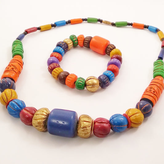 Tribal Fusion Wood Jewelry Set