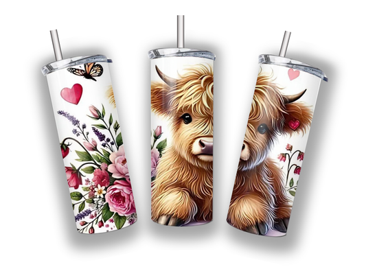 Highland calf in a Garden Tumbler