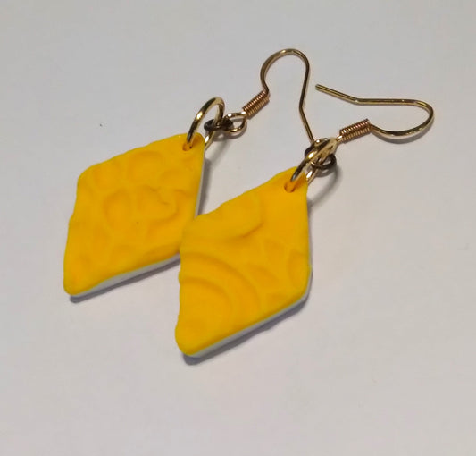yellow textured polymer clay earrings